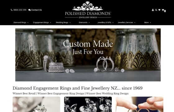 Polished Diamonds website screenshot